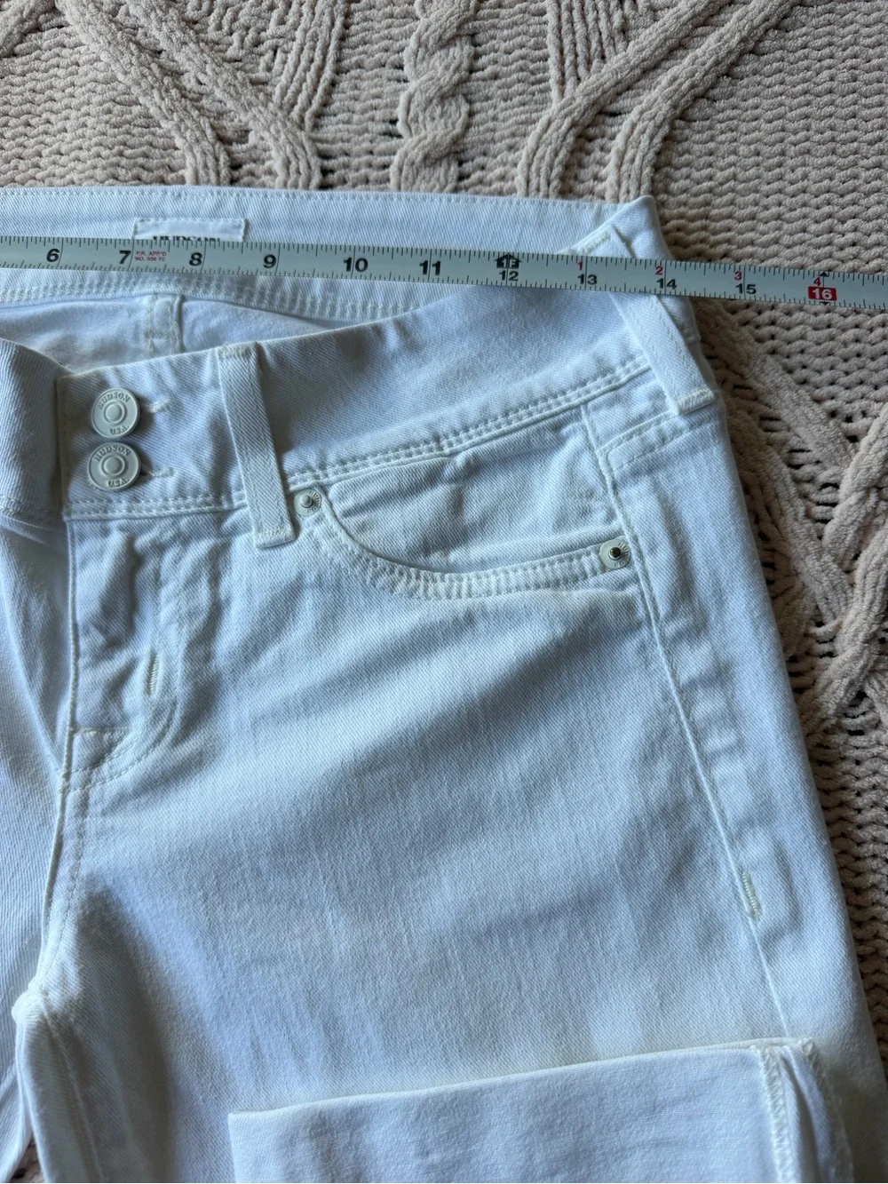 Hudson Jeans Women's Skinny Cuffed White Denim